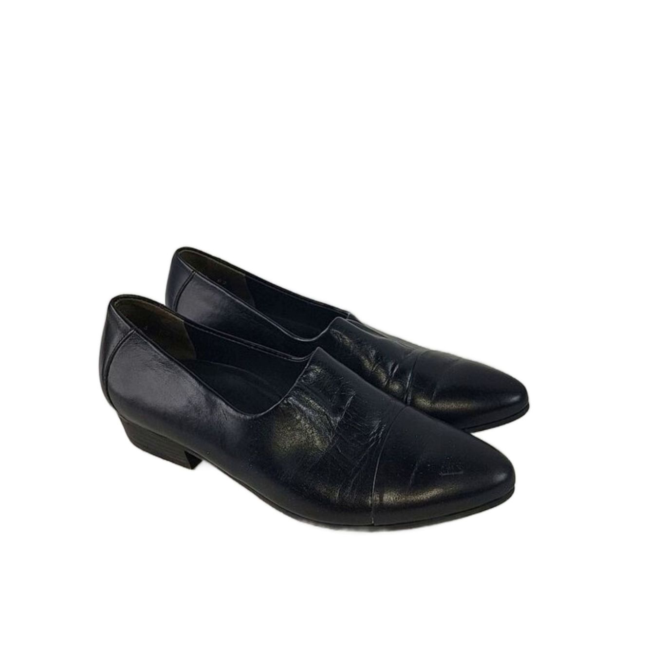 Paul Green Black Leather Slip On Women's Shoes